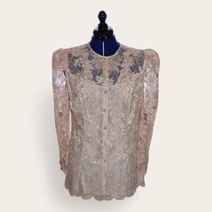 Vintage Lace Blouse by Cachet Pink Size 13/14